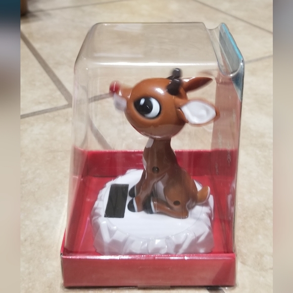 Rudolph Solar Bobblehead - Christmas Decor Figurine With Nodding Head Motion